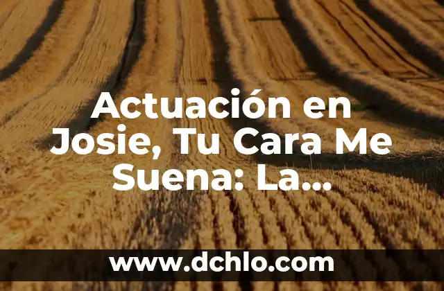 Actuación de David Bustamante en Tu Cara Me Suena: Un Análisis Detallado 8 Actuación en Josie, Tu Cara Me Suena: La Televisión de Música y Comedia