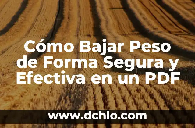 Medicion y significado de peso 8 Cómo Bajar Peso de Forma Segura y Efectiva en un PDF