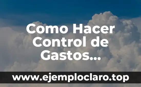 Como Hacer Control de Gastos Personales