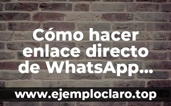 Cómo hacer enlace directo de WhatsApp en Instagram