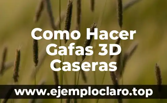 Como Hacer Gafas 3D Caseras