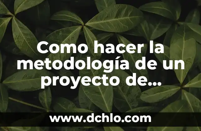 Cómo hacer un protocolo de investigación para tesis 3 Como hacer la metodología de un proyecto de investigación ejemplos