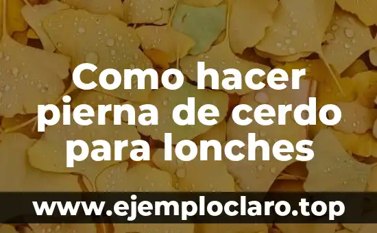 Como hacer pierna de cerdo para lonches
