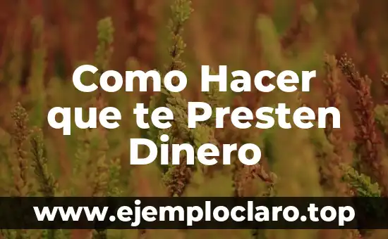 Como Hacer que te Presten Dinero