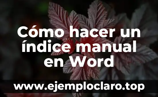 Cómo hacer un índice manual en Word