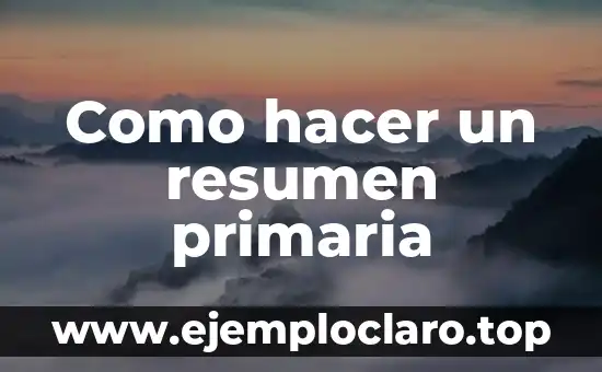 Como hacer un resumen primaria