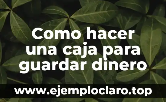 Como hacer una caja para guardar dinero