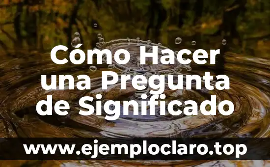 Cómo Hacer una Pregunta de Significado