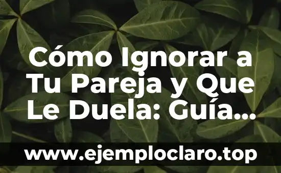 Cómo Ignorar a Tu Pareja y Que Le Duela: Guía Completa