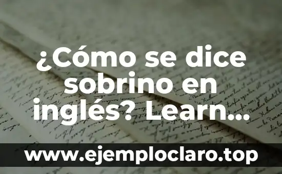 ¿Cómo se dice sobrino en inglés? Learn the Correct Translation