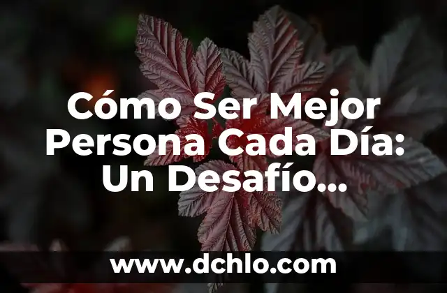 Cómo Perder 7 Kilos en 1 Día: Un Desafío Imposible o Realizable 3 Cómo Ser Mejor Persona Cada Día: Un Desafío Personal