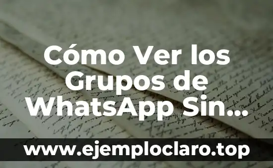 Cómo Ver los Grupos de WhatsApp Sin Ser Admin