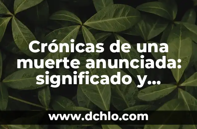 Sueños sobre la muerte de alguien 8 Crónicas de una muerte anunciada: significado y contexto