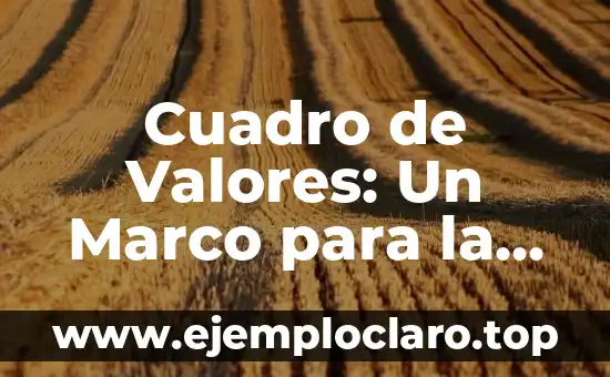 Cuadro de Valores: Un Marco para la Ética y la Moral
