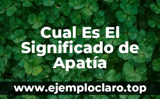 Cual Es El Significado de Apatía
