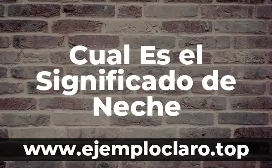 Cual Es el Significado de Neche