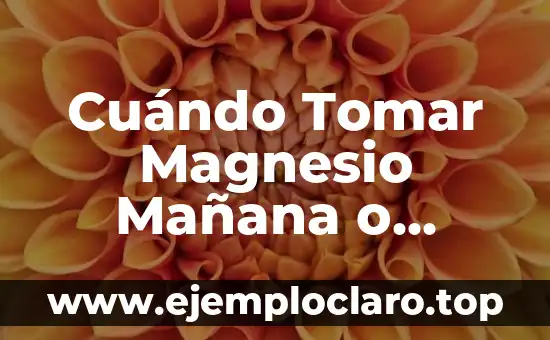 Sulfato de Magnesio para Qué Sirve: Descubre sus Usos y Beneficios 4 Cuándo Tomar Magnesio Mañana o Noche: Guía Completa