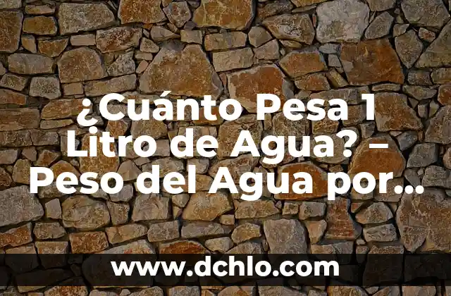 Peso de un Litro de Agua: Cómo Medir el Peso del Agua 3 ¿Cuánto Pesa 1 Litro de Agua? – Peso del Agua por Litro