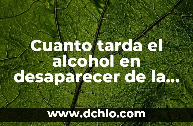 Nuca Significado de Poner Alcohol 8 Cuanto tarda el alcohol en desaparecer de la sangre: Un guía detallada