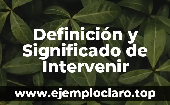 Ética: Definición y Conceptos Fundamentales 4 Definición y Significado de Intervenir