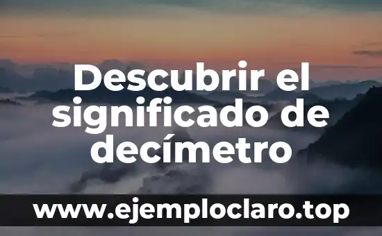 Significado y Concepto de Sistemática 3 Descubrir el significado de decímetro