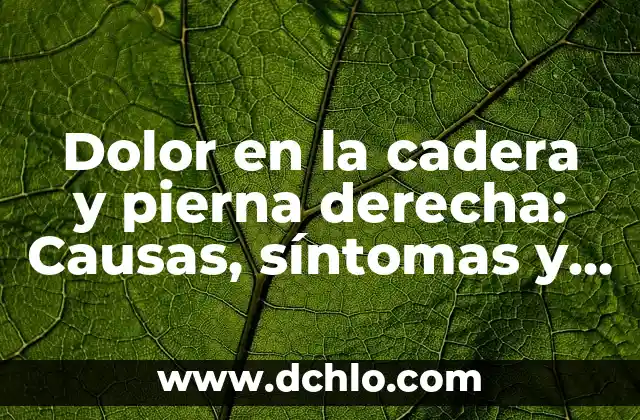 Dolor en el pecho parte derecha: causas, síntomas y tratamiento 8 Dolor en la cadera y pierna derecha: Causas, síntomas y tratamiento