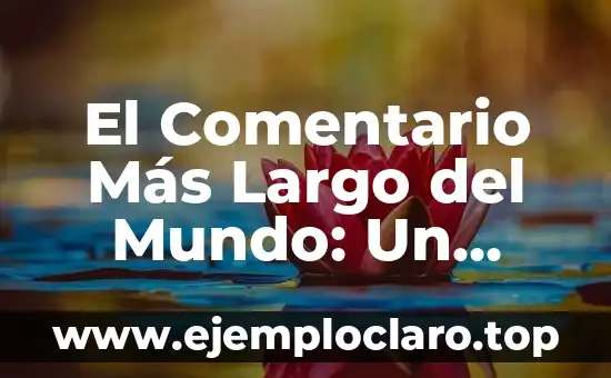 El Comentario Más Largo del Mundo: Un Análisis Detallado y Completo
