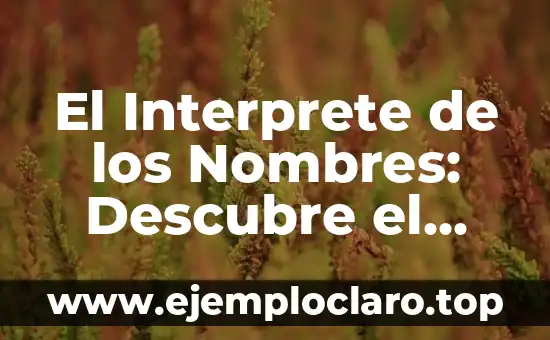 El Interprete de los Nombres: Descubre el Significado Oculto