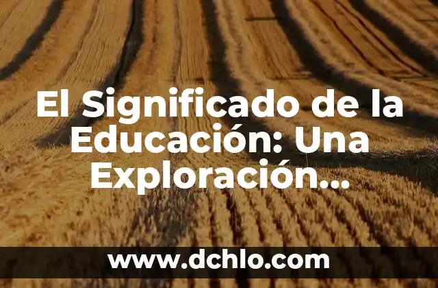 ElectroMiografía: Descubre su Significado y Aplicaciones 8 El Significado de la Educación: Una Exploración Profunda