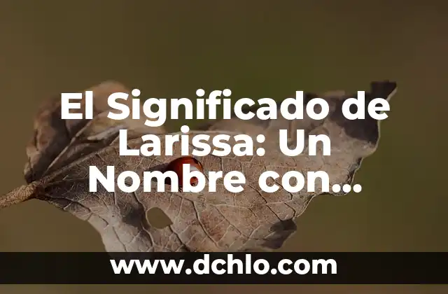 Empresa Pública: Significado e Historia 4 El Significado de Larissa: Un Nombre con Raíces Históricas