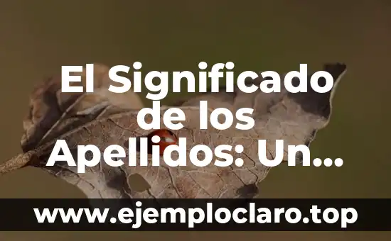El Significado de los Apellidos: Un Viaje al Origen