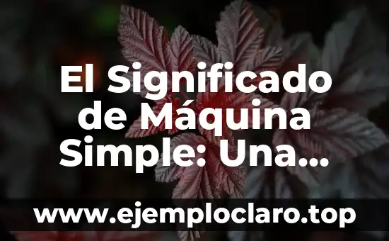 El Significado de Máquina Simple: Una Guía Completa