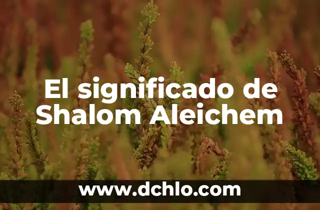 El Significado de Ser Alto: Más Allá de la Física 5 El significado de Shalom Aleichem