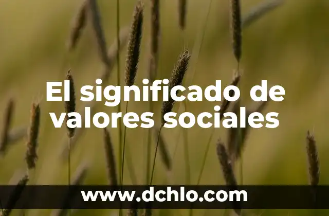 El Significado Global de los Valores Sociales: Una Perspectiva Integral 6 El significado de valores sociales