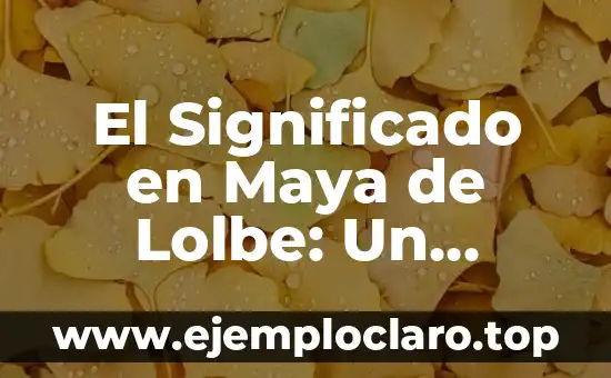 El Significado en Maya de Lolbe: Un Acercamiento Cultural