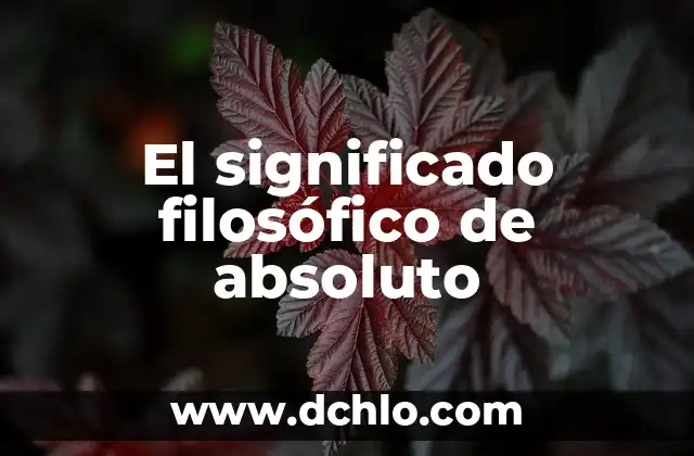 Significado de las Fuentes Primarias de Historia 5 El significado filosófico de absoluto