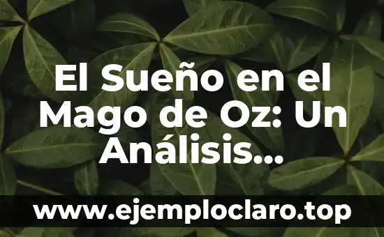 El Sueño en el Mago de Oz: Un Análisis Profundo