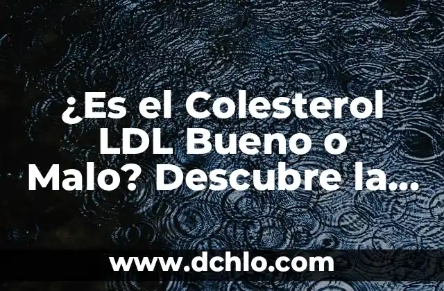Cómo Bajar Colesterol de Forma Natural - Guía Completa 3 ¿Es el Colesterol LDL Bueno o Malo? Descubre la Verdad