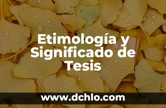 Cómo hacer la discusión de mi tesis 3 Etimología y Significado de Tesis