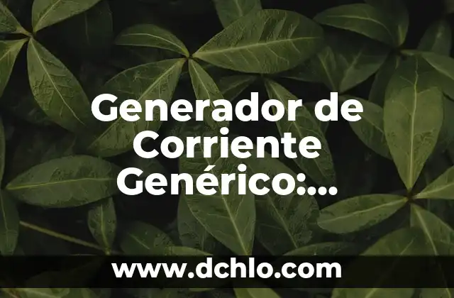 Planta de la moneda significado 3 Generador de Corriente Genérico: Significado y Funcionalidad