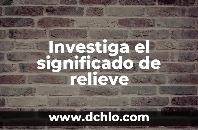 El significado de relieve en el diccionario 3 Investiga el significado de relieve