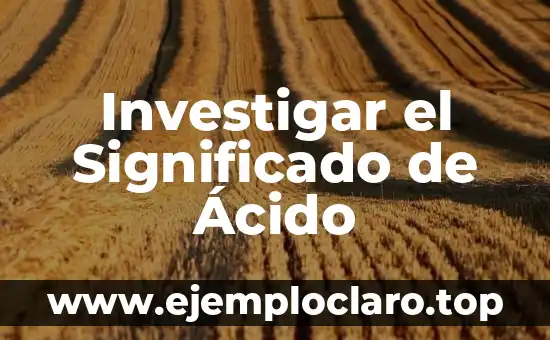 Investigar el Significado de Ácido