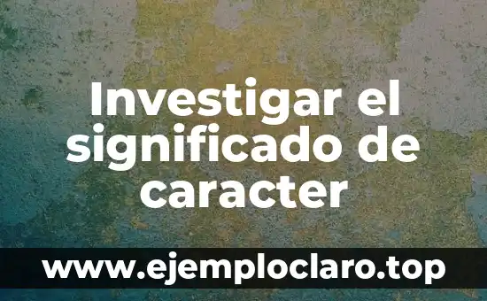 Investigar el significado de caracter