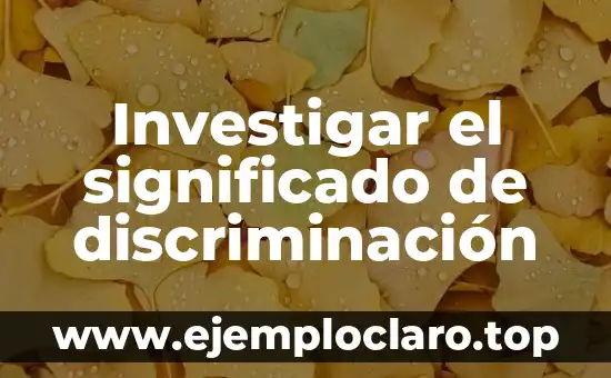 Investigar el significado de discriminación
