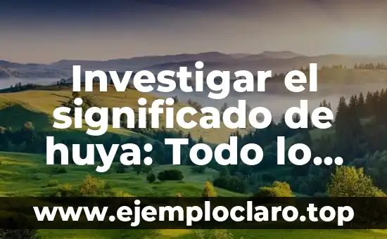 Investigar el significado de huya: Todo lo que necesitas saber
