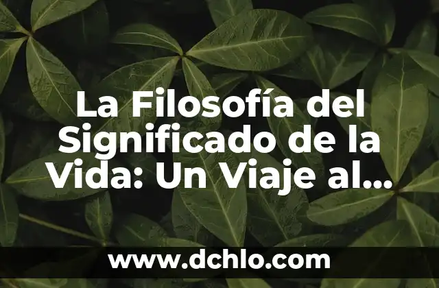 Filosofía de la Práxis y su Significado 4 La Filosofía del Significado de la Vida: Un Viaje al Corazón de la Existencia