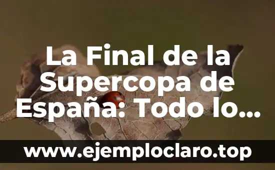 La Final de la Supercopa de España: Todo lo que Necesitas Saber