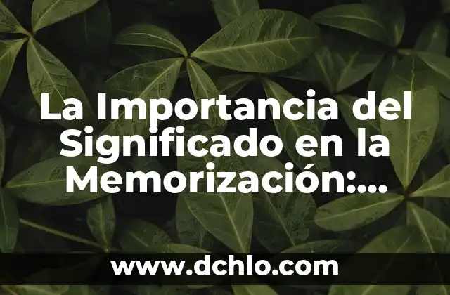 Significado del Nombre de Gath 7 La Importancia del Significado en la Memorización: Una Guía Completa