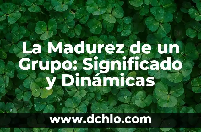Mercado de Corto Plazo: Entendiendo sus Dinámicas 4 La Madurez de un Grupo: Significado y Dinámicas