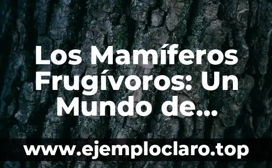 Estudio de los Mamíferos - Un Viaje al Corazón de la Biología 5 Los Mamíferos Frugívoros: Un Mundo de Animales que se Alimentan de Frutas